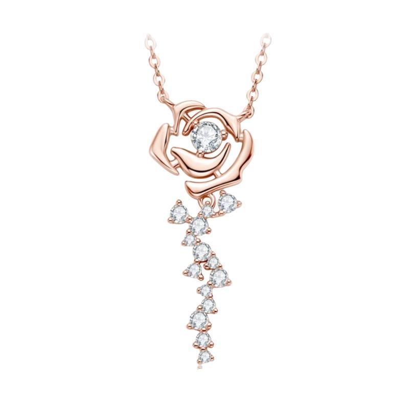 Rose Flower Clustered Moissanite Necklace