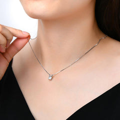 0.5ct/1ct/2ct Round Moissanite Necklace In Sterling Silver
