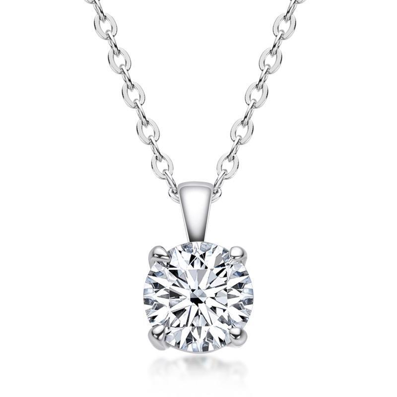 1.0ct 4 Prongs Solitaire Moissanite Necklace