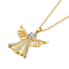 Round Moissanite Angel Necklace With 18K Gold Plated