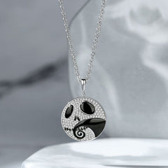 Halloween Skull Necklace In Sterling Silver
