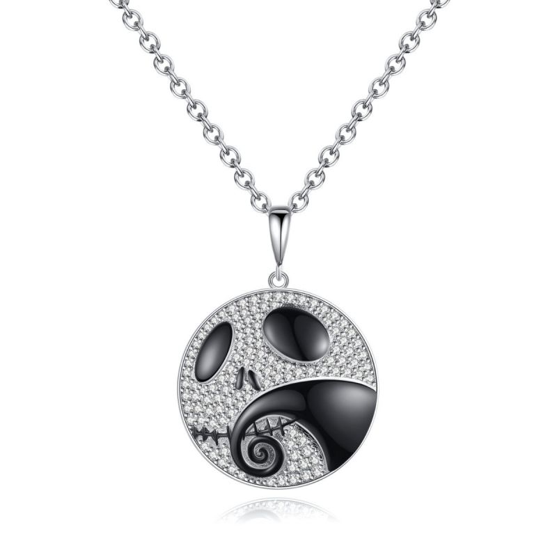 Halloween Skull Necklace In Sterling Silver