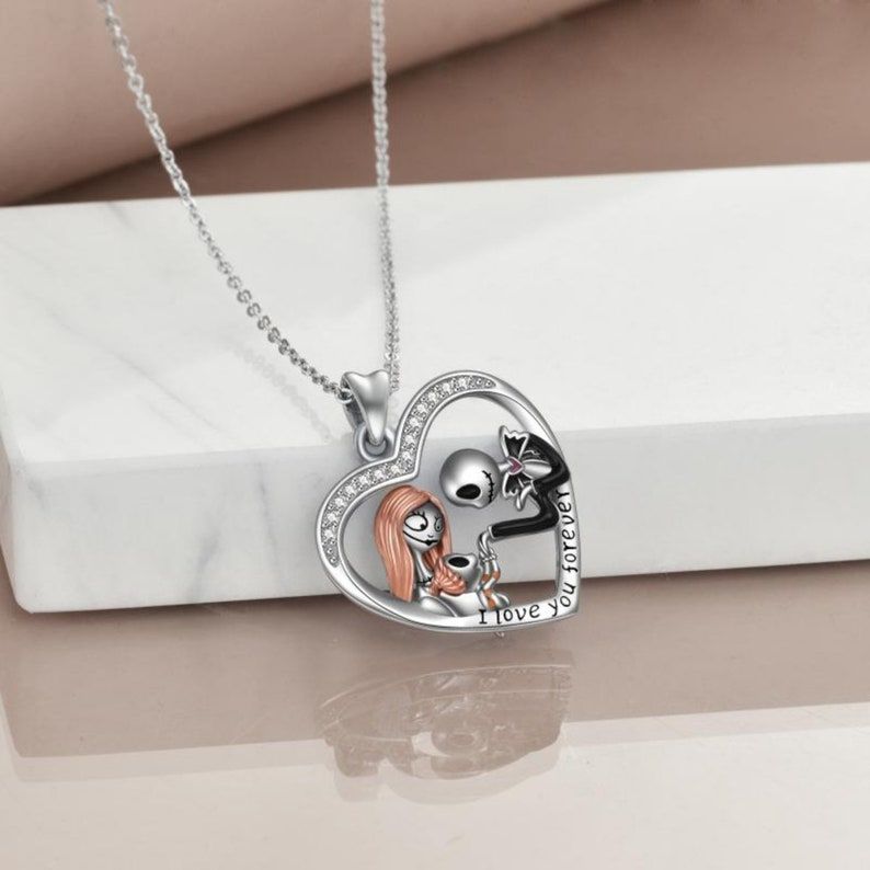 Love you Forever Skull Family Heart-Shaped Necklace