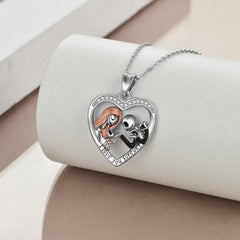 Love you Forever Skull Family Heart-Shaped Necklace