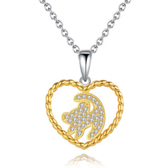 Heart-shaped Lion Necklace In Sterling Silver