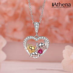 Koala Couple With Child Heart Shaped 925 Sterling Silver Necklace