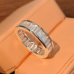 iiAthena Emerald Cut Eternity White Sapphire Wedding Ring