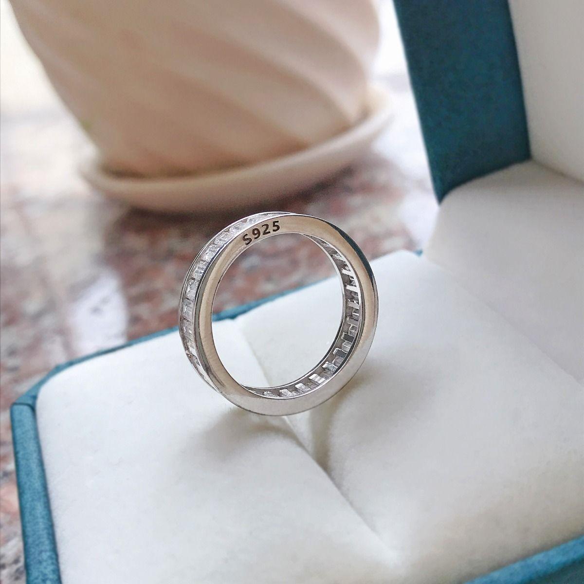 iiAthena Emerald Cut Eternity White Sapphire Wedding Ring