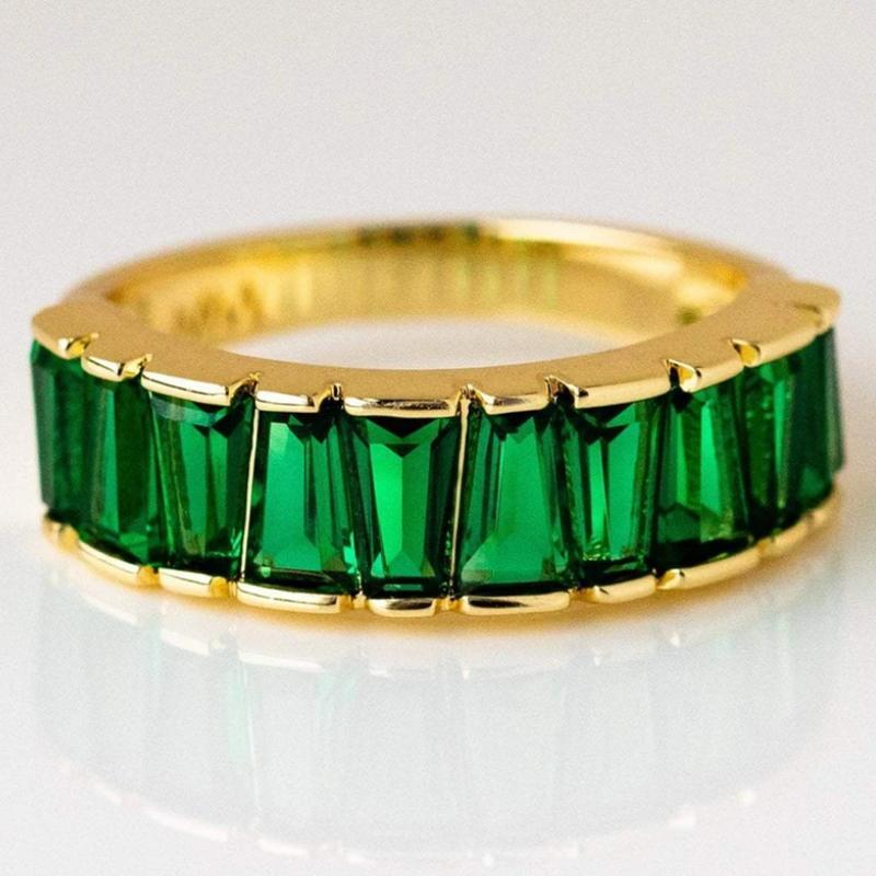iiAthena Emerald Eternity Ring In 18K Gold Plated