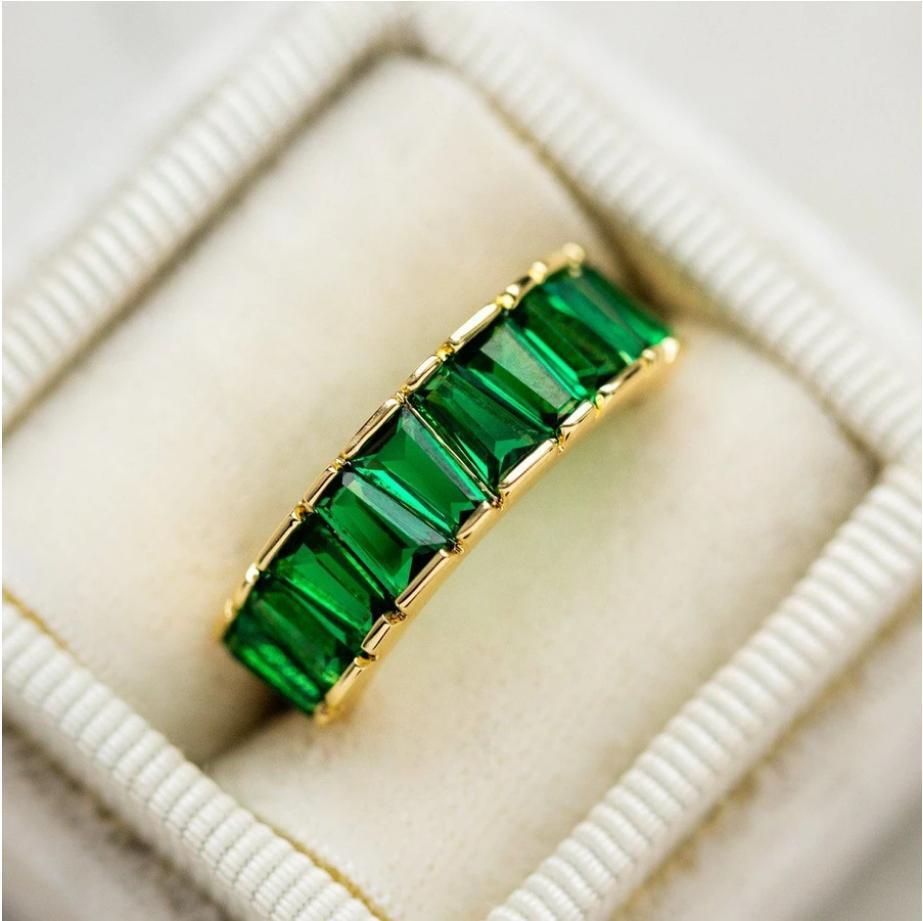 iiAthena Emerald Eternity Ring In 18K Gold Plated