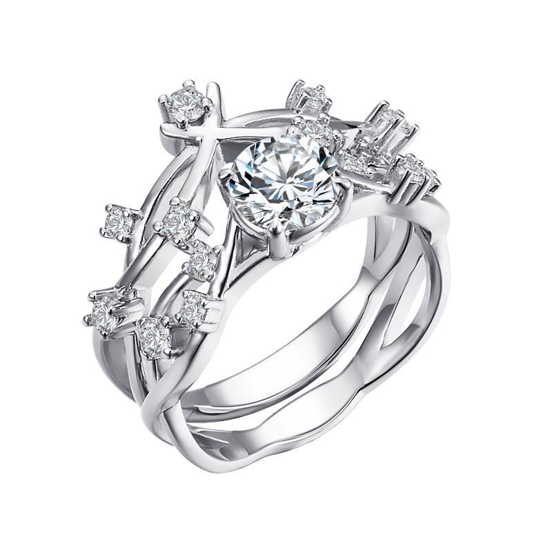 iiAthena Twig And Buds Moissanite Engagement Ring Set