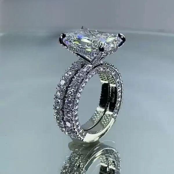 iiAthena Radiant Cut Moissanite Engagement Ring Set Bridal Set