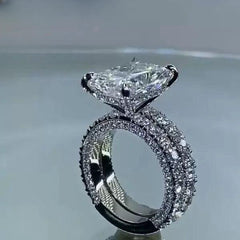 iiAthena Radiant Cut Moissanite Engagement Ring Set Bridal Set