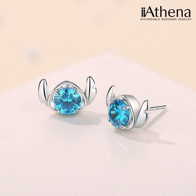 iiAthena Round Blue Topaz Stud Earrings