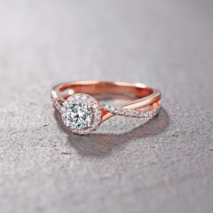 iiAthena Halo Twisted Moissanite Engagement Ring