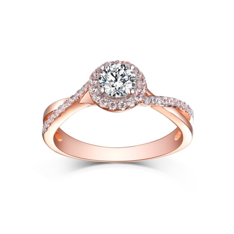 iiAthena Halo Twisted Moissanite Engagement Ring