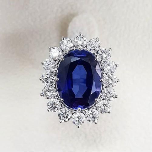 iiAthena Halo Oval Cut Sapphire Engagement Ring