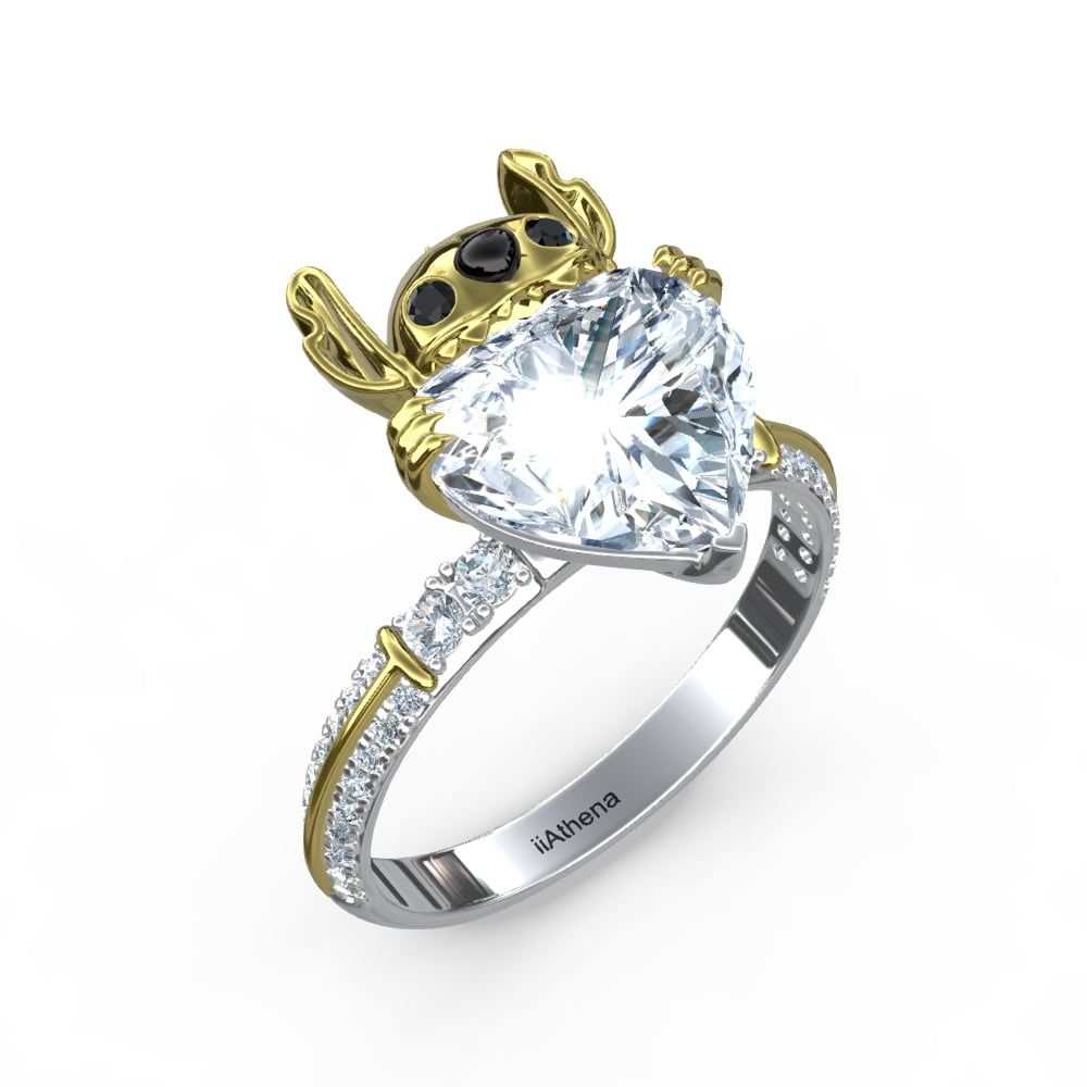 iiAthena 3.16 Heart Shaped Koala Ring With 18k Yellow Gold Plating