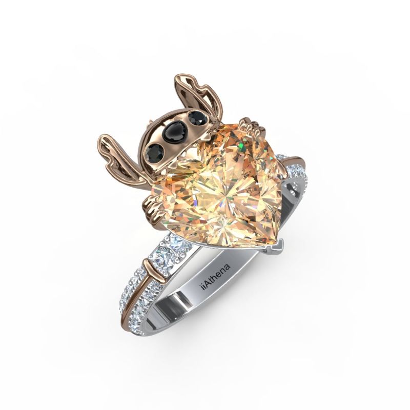 iiAthena Champagne Koala Ring With 18k Rose Gold Plating